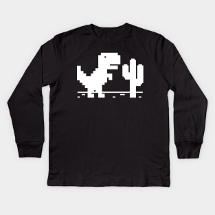 Game Pixel Dinosaur, No internet connection Kids Long Sleeve T-Shirt